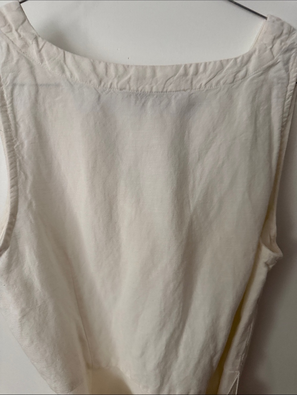LOFT Cream Button-Front Midi Dress with Waist Tie - Picture 4 of 5